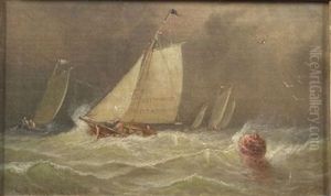 Schooners Running Before A Gale by Charles Henry Gifford