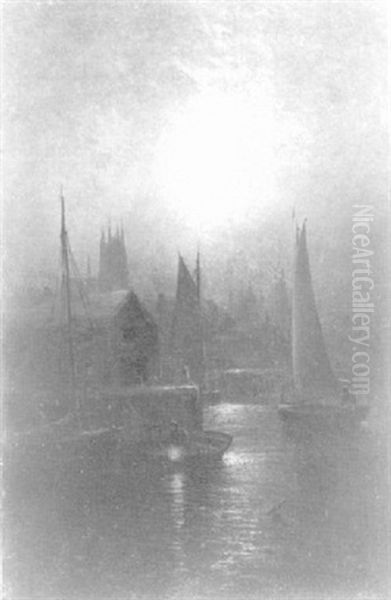 Moonlit Harbor Scene - view 1