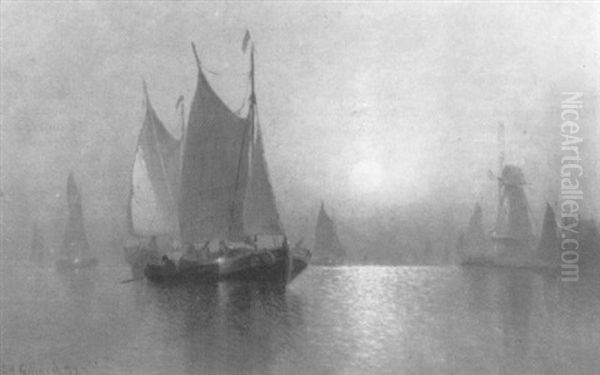 Moonlit Harbor Scene - view 1