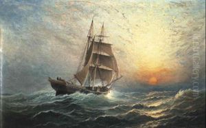 Schooner At Sunset