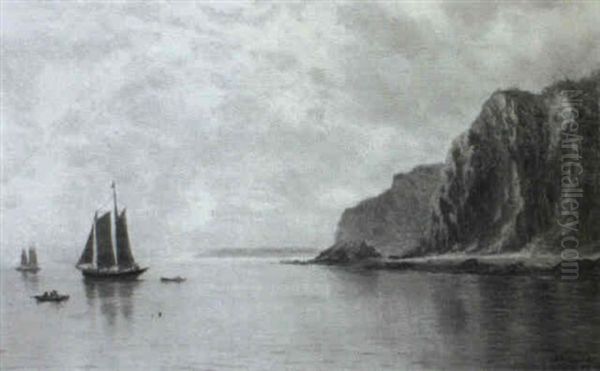 Afternoon Calm/a Coastal View With Sailing Vessels And Cliffs - view 1