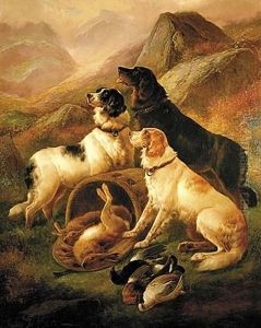 Portrait Of Hunting Dogs With Game by John Gifford