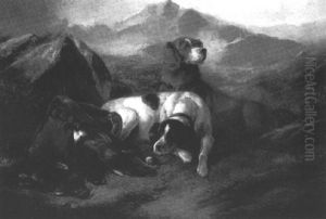 Hunting Dogs In A Landscape by John Gifford