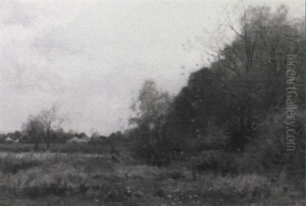 Fall Landscape With A Native American Near A Colonial Village - view 1