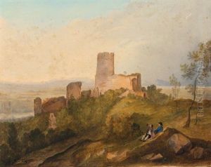 Two Men Resting On A Hillside by Giacinto Gigante