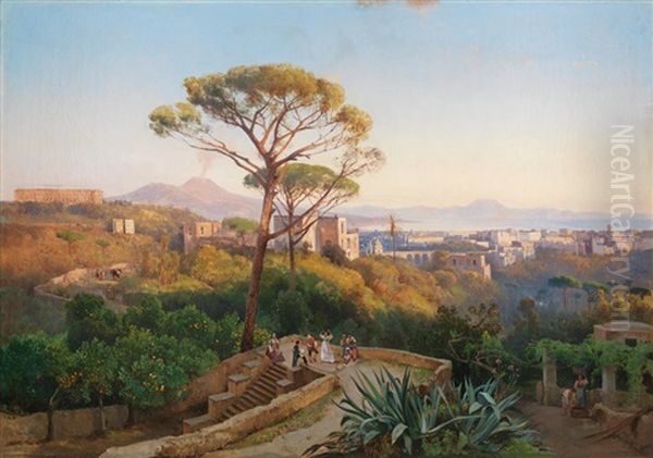 Panorama Of Naples With Capodimonte And Mount Vesuvius In The Distance - view 1