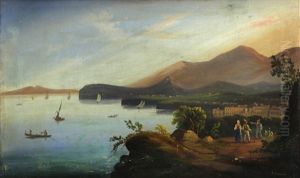 A View Of Sorrento And A View Of The Bay Of Naples From Castellammare (pair) by Giacinto Gigante
