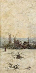 Winterliche Landschaft (+ Another Similar; Pair) by Eugenio Gignous