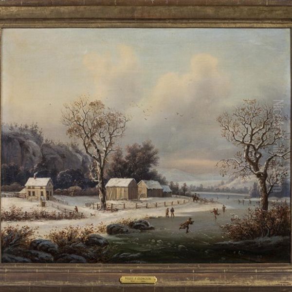 Winter Skating Scene In New England - view 1