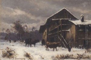Winter On The Farm by Regis Francois Gignoux
