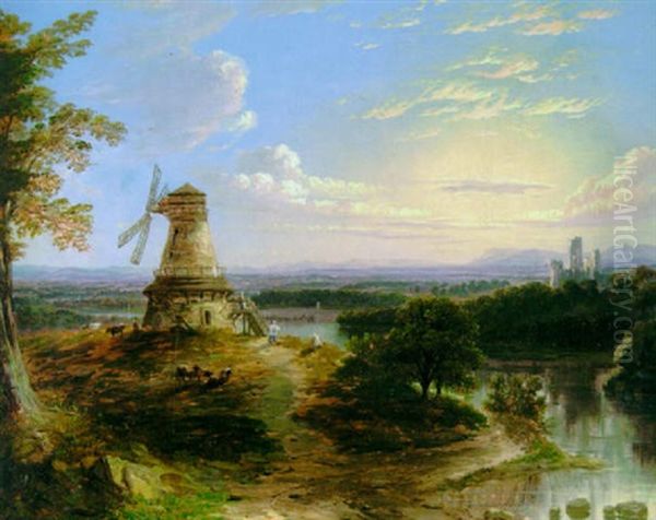 Luminist Landscape With Windmill - view 1