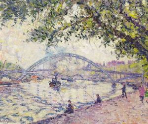 View Of The Seine, Paris by Clarence Montfort Gihon