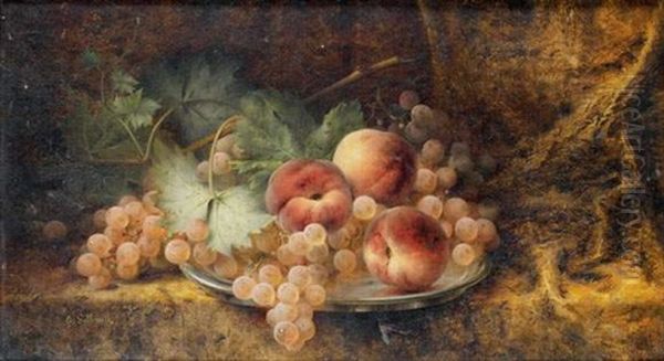 Nature Morte Au Plat De Peches Et Raisins - view 1