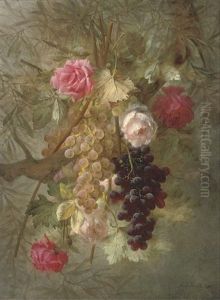 Grapes And Roses Draped Over A Branch