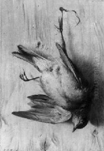 Toter Vogel An Einer Holzwand Hangend