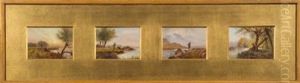 A Scottish Salmon Fisherman, Together With Three Other Fishing Scenes (4 Works) by Arthur Gilbert