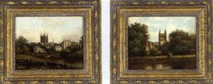 Hereford Cathedral And Palace (+ Hereford Cathedral From The River; Pair) by Arthur Gilbert