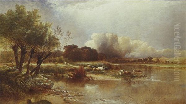 Troupeau Pres D'une Riviere - view 1