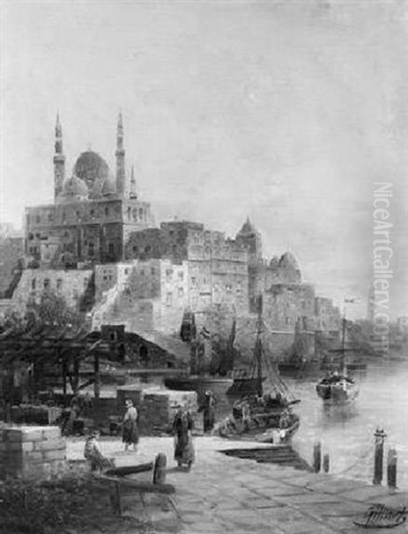 Orientalische Hafenstadt Mit Moschee - view 1