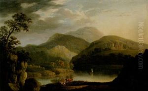 Bergslandskap Med Sjo by Joseph Francis Gilbert