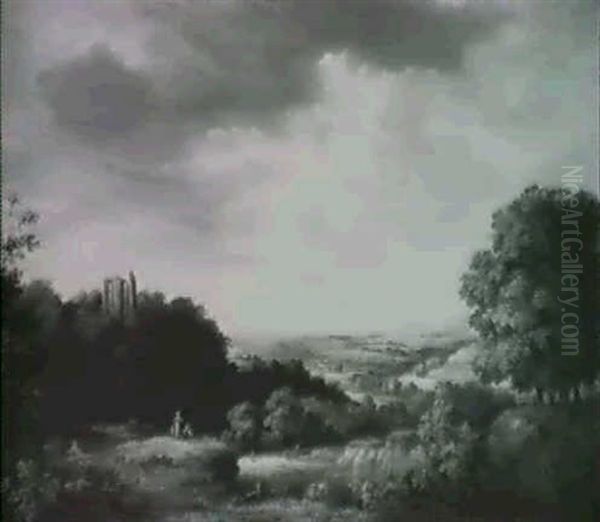 Landscape With A Ruined Tower With A Distant Vale Beyond - view 1