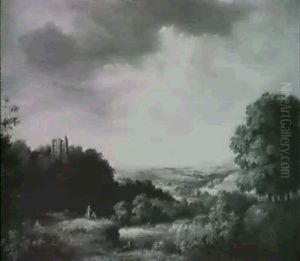 Landscape With A Ruined Tower With A Distant                Vale Beyond by Joseph Francis Gilbert