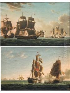 Bataille Navale Entre La Marine Francaise (+ La Marine Anglaise; Pair) by Pierre Julien Gilbert