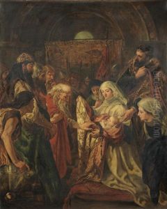 Edward I Presents The First Prince Of Wales To The Welsh Chieftains At Carnarvon Ad 1284 by Sir John Gilbert