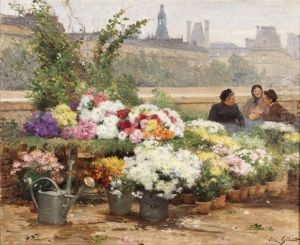 La Marchande De Fleurs Sur Les Quais De Seine A Paris by Victor Gabriel Gilbert