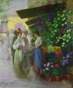 Le Marche Aux Fleurs by Victor Gabriel Gilbert