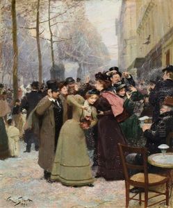 Jour De Mardi Gras, Bataille De Confettis Sur Les Grands Boulevards, Paris by Victor Gabriel Gilbert