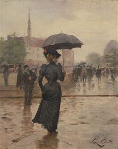Elegante Sur Les Quais De Seine by Victor Gabriel Gilbert
