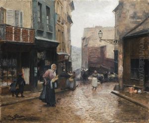 La Rue De La Montagne Ste Genevieve, Paris by Victor Gabriel Gilbert