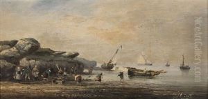 Marine Animee (2 Works) by Victor Gabriel Gilbert