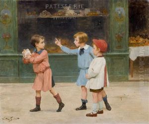 Trois Enfants Devant Une Patisserie