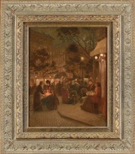 Coin De Rue Animee A Paris Au Crepuscule by Victor Gabriel Gilbert
