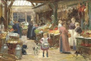A French Food Market by Victor Gabriel Gilbert