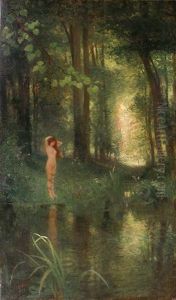 Baigneuse Dans La Foret, Effet De Soleil by Victor Gabriel Gilbert