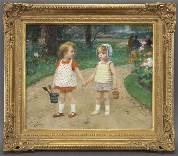 Two Children With Buckets - view 1