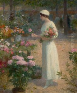 Le Marche Aux Fleurs by Victor Gabriel Gilbert