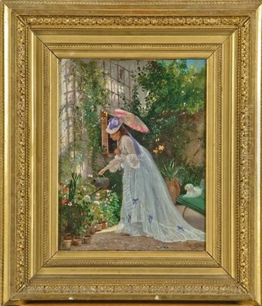 Jeune Elegante Au Jardin - view 1