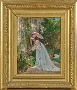 Jeune Elegante Au Jardin by Victor Gabriel Gilbert