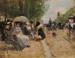 Les Elegantes, Avenue Du Bois A Paris by Victor Gabriel Gilbert