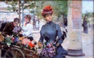 Elegante Au Marche Aux Fleurs by Victor Gabriel Gilbert
