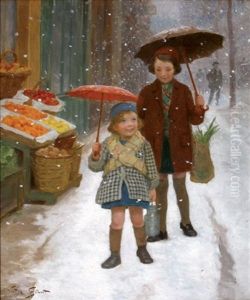 Fillettes Sous La Neige