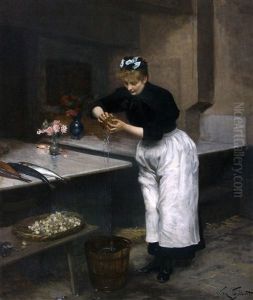 La Jeune Marchande Au Bouquet by Victor Gabriel Gilbert