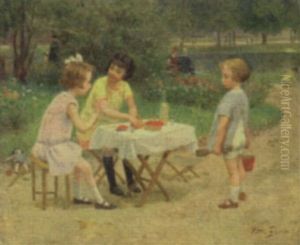 Lunch Time In The Park by Victor Gabriel Gilbert