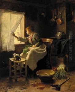 Preparing Vegetables For Dinner by Victor Gabriel Gilbert