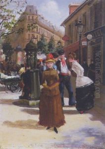 Springtime By The Wallace Fountain, Paris by Victor Gabriel Gilbert