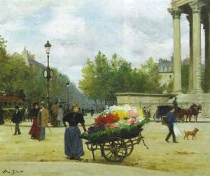 La Marchande De Fleurs Place De La Madeleine by Victor Gabriel Gilbert
